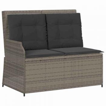 Banc de jardin en rotin synthétique gris avec coussin