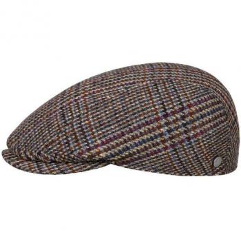 Lierys Navy Glencheck Flat Cap