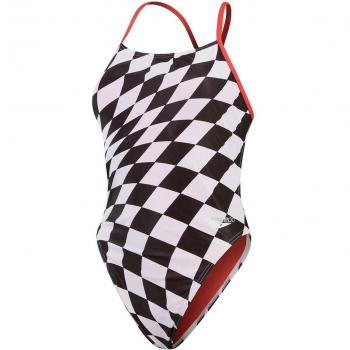 Speedo Damen Sportbadeanzug mit digitalem Muster Weiß Schwarz (38)