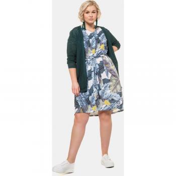 Cardigan aperto lungo, velato, Donna, Turchese, Taglia: 48/50, Cotone/Viscosa