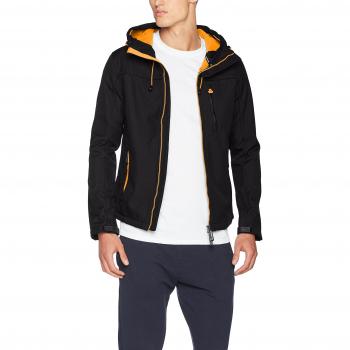 Superdry Chaqueta con Capucha Windtrekker, Deportiva para Hombre, Negro (Black/Emergency Orange), (Talla del Fabricante: Small)