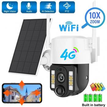 Solar‑Powered 4G/WiFi Outdoor IP Security Camera – Low Power, Human Detection