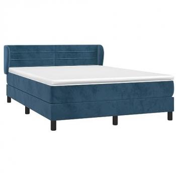 VidaXL Dunkelblaues Boxspringbett 140x190 cm mit Matratze aus Samt