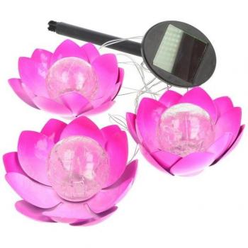 EZ Solar LED-Aufbaustrahler Lotus Blüte – 3er Set für den Garten