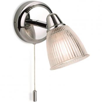 Netlighting Echo 1 Light Bathroom Wall Light Chrome with Clear Ribbed Glass IP44