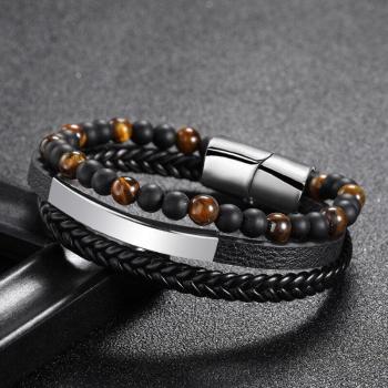 Herren Armbinde aus Leder und Stein