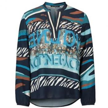 Betty Barclay Longbluse mit Stehkragen, Damen, Größe 46, Dunkelblau/Mint