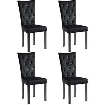 Conjunto de Sillas de Comedor Terciopelo Negro 4 Unidades