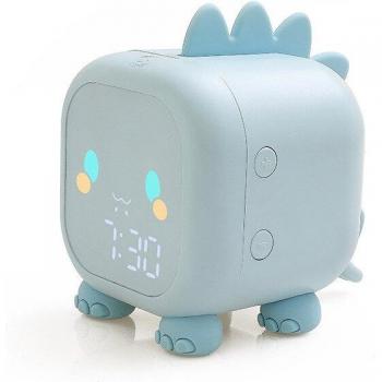 Cartoon LED Alarm Clock with Voice Control and Desktop Temperature Display