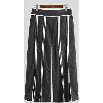 Pantalones de moda para hombre con cintura elástica y dobladillo dividido