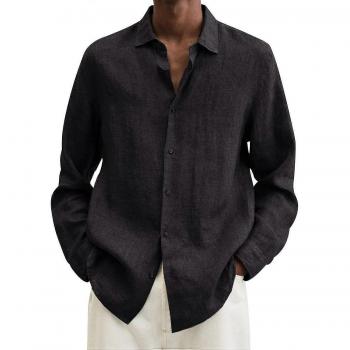 Chemise Casual en Lin Homme Manches Longues