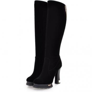 Women's Autumn/Winter Platform Boots with Kitten Heel and Knee-High Design