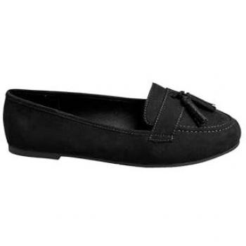 Yours Curve Mocassins à Forme Courbe, Coupe Large, Tasselles Micro Noires EU 37