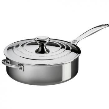 Le Creuset 24cm Signature Stainless Steel Sauté Pan with Lid, 3-Ply