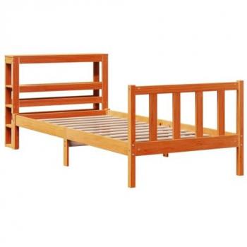 Lit en bois massif cire marron 90x200 cm