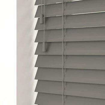 Elegant Smooth Grey Faux Wood Venetian Blinds
