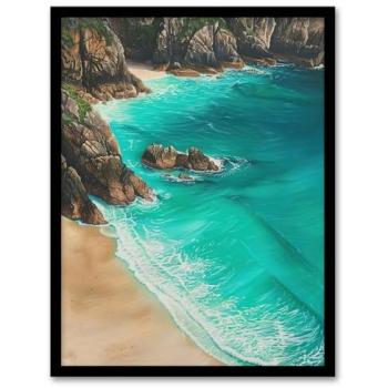 Porthcurno Beach Skyline Framed Print – 12” Wide, 16” Tall