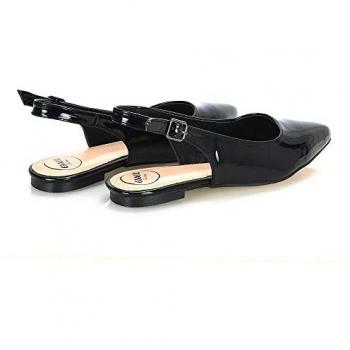 Black Femme Pointed‑Toe Slingback Ballerinas