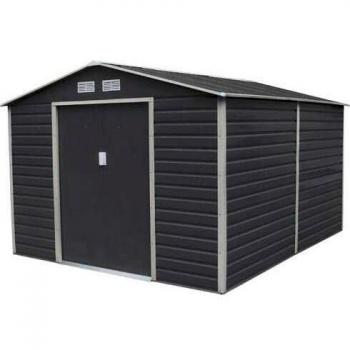 Abri de Jardin en Métal Anthracite 8,25 m² Trigano + Kit d'Ancrage Inclus