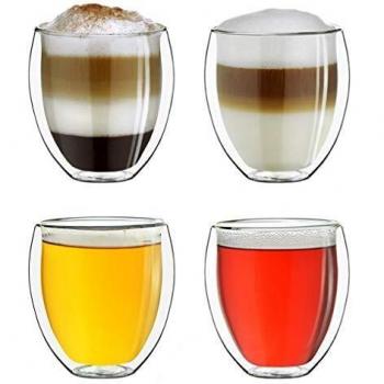 Set di 4 bicchieri 400 ml in vetro borosilicato, doppia parete XXL