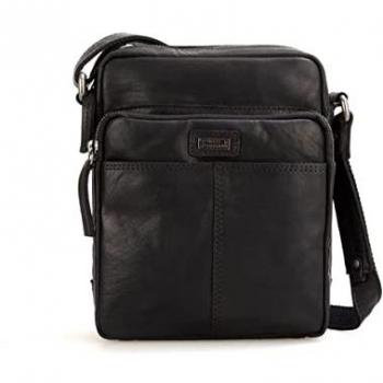 Spikes & Sparrow Black Leather Crossbody Bag 18 cm