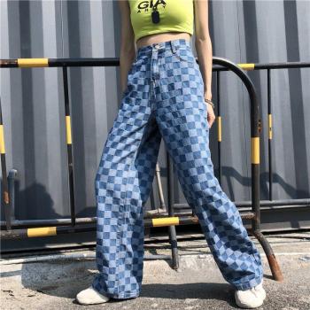 Woherb Women's Vintage Plaid Wide Leg Pants