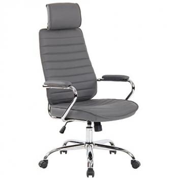 Sedia ergonomica Rako in vera pelle grigia