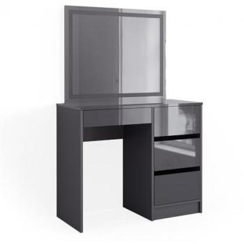 Vicco Coiffeuse Sherry : Anthracite Haute Brillance 90 cm, lumière LED et tabouret assorti