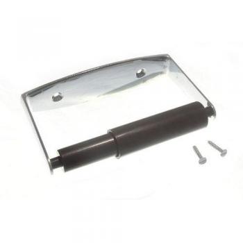 Toilet Roll Holder Chrome Plated Metal with Black Spring Roller & Screws