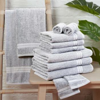 Dreamscene Handtuchbale – 100 % ägyptische Baumwolle – Badseite & Gesicht – 12x – Silbergrau