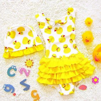 Girls One Piece Swimwear with Cap