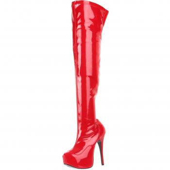 Bordello TEEZE-3000 Damen Plateau Stiefel, Rot, 38 (US-8)