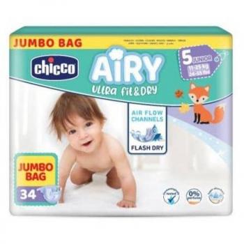 Airy Pannolini Chicco Taglia 5 Junior 11-25Kg 34 Pezzi
