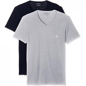 Emporio Armani Maglietta short-sleeve, colletto a V, 11168 Cc722, navy blue/heather, size L