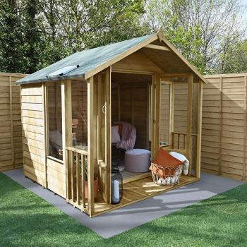 ' x 7' Forest Oakley Overlap Apex Summer House with Double Doors and 25-Year Guarantee (2.32m x 2.13m)