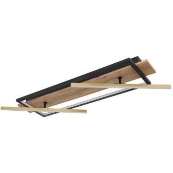 Plafonnier Design Laiton Bois 2 Spots Orientables 81 cm