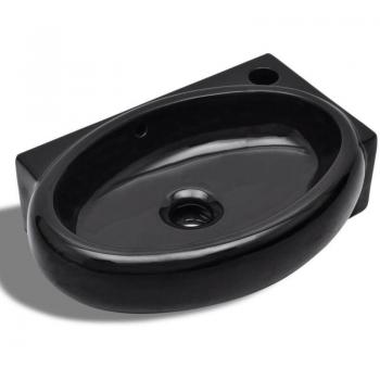 Lavabo con rebosadero y grifo cerámico negro