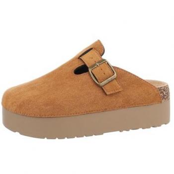 Ital-Design Damen Plateausandaletten in Camel