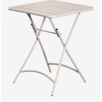 Table de jardin en acier 60x60 cm pliable Beige Janti