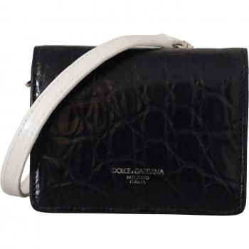Blue White Caiman Leather Card Holder Wallet