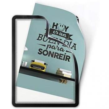 Marco porta anuncios tarifold magneto din a4 dorso adhesivo removible color negro pack de 2 unidades