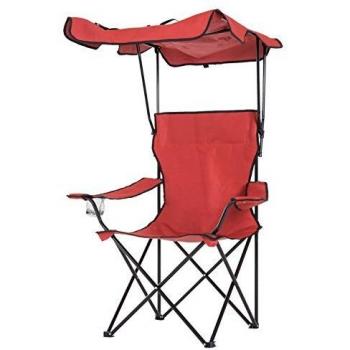 Homcom Chaise Pliable de Camping Ultra-Confort avec Couverture Solaire et Rangement