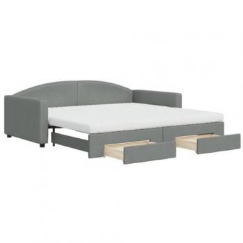 Lit d'Invité Convertible – Gigogne et Rangement, Gris Foncé 100x200 cm