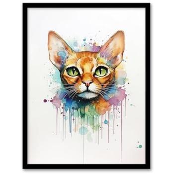 Abyssinian Cat Watercolor Poster – Elegant Wall Print