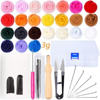 LMDZ 24-Color Needle Felting Accessories Kit