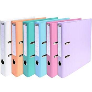 Exacompta Prem Touch A4 50 mm Lever Arch File, 2 Ring, Assorted Colors, Pack of 10