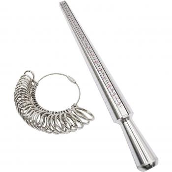 Stainless Steel Finger Size Gauge and Europe Ring Sizer Mandrel Set