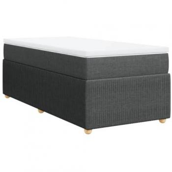 Boxspringbett „Lanata“ von VidaXL – 90 x 200 cm, dunkelgrauer Stoffbezug, Matratze