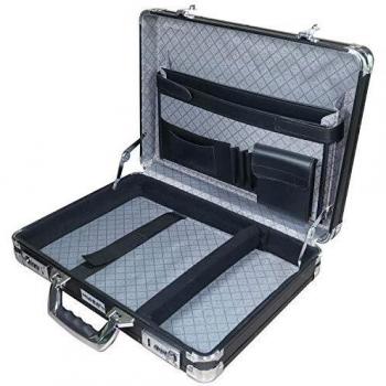 HMF Stilvoller Aktenkoffer aus Aluminium, 45 x 33 x 11 cm, schwarz