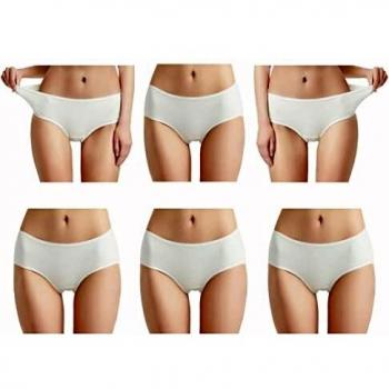 EKSHER Culotte in Cotone Vita Media per Donna – Bianco M (x6)